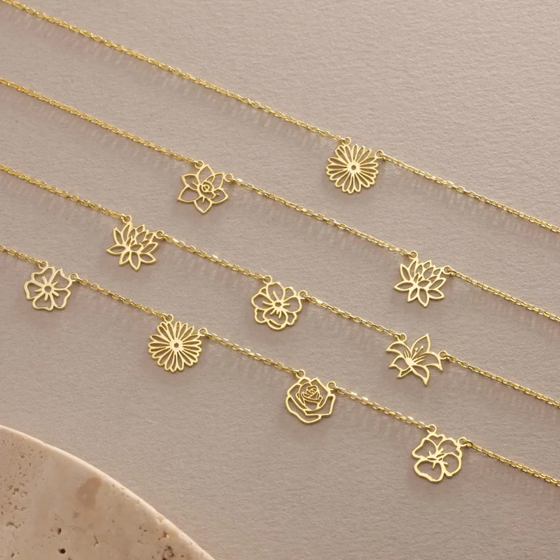 Customized Birth Flowers Neckl - Birth Flower Necklace reseña y precio