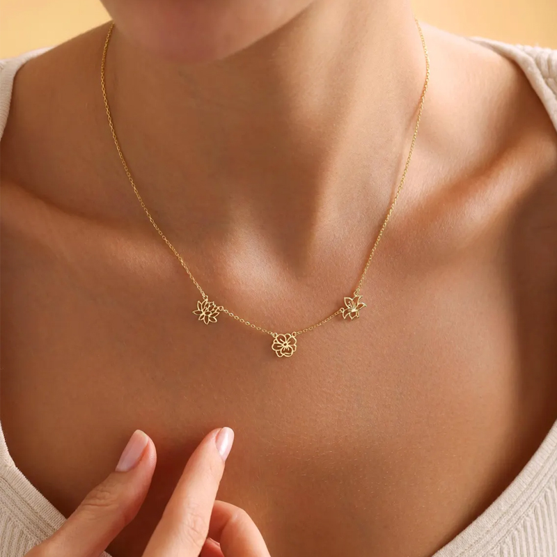 Customized Birth Flowers Neckl - Birth Flower Necklace reseña y precio