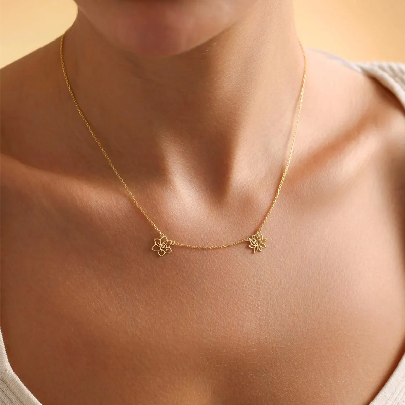 Customized Birth Flowers Neckl - Birth Flower Necklace reseña y precio