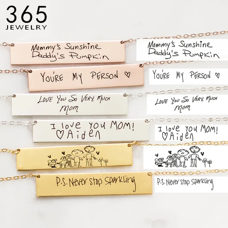 Custom Handwriting Name Bar Pe - Handwriting Necklace Bar reseña y precio