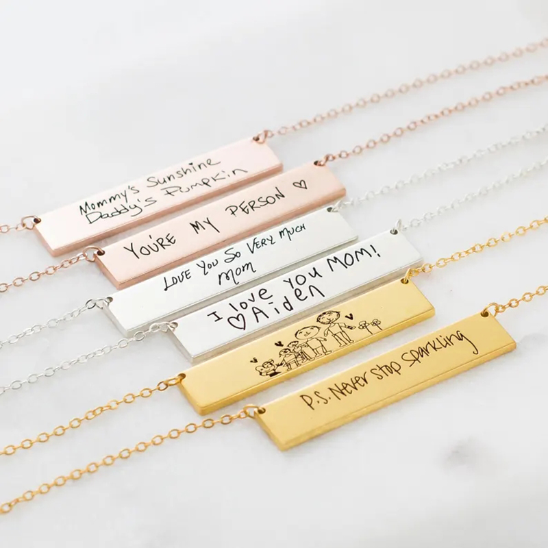 Custom Handwriting Name Bar Pe - Handwriting Necklace Bar reseña y precio