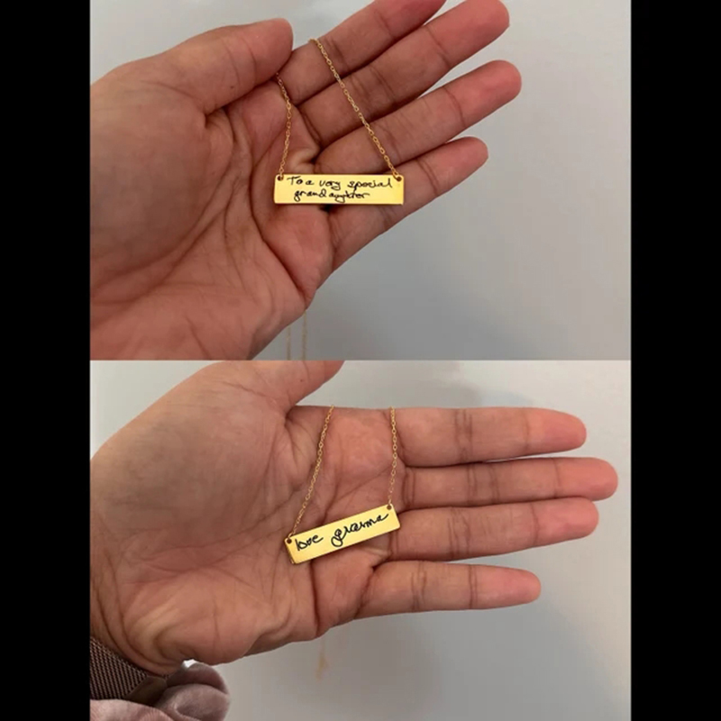 Custom Handwriting Name Bar Pe - Handwriting Necklace Bar reseña y precio