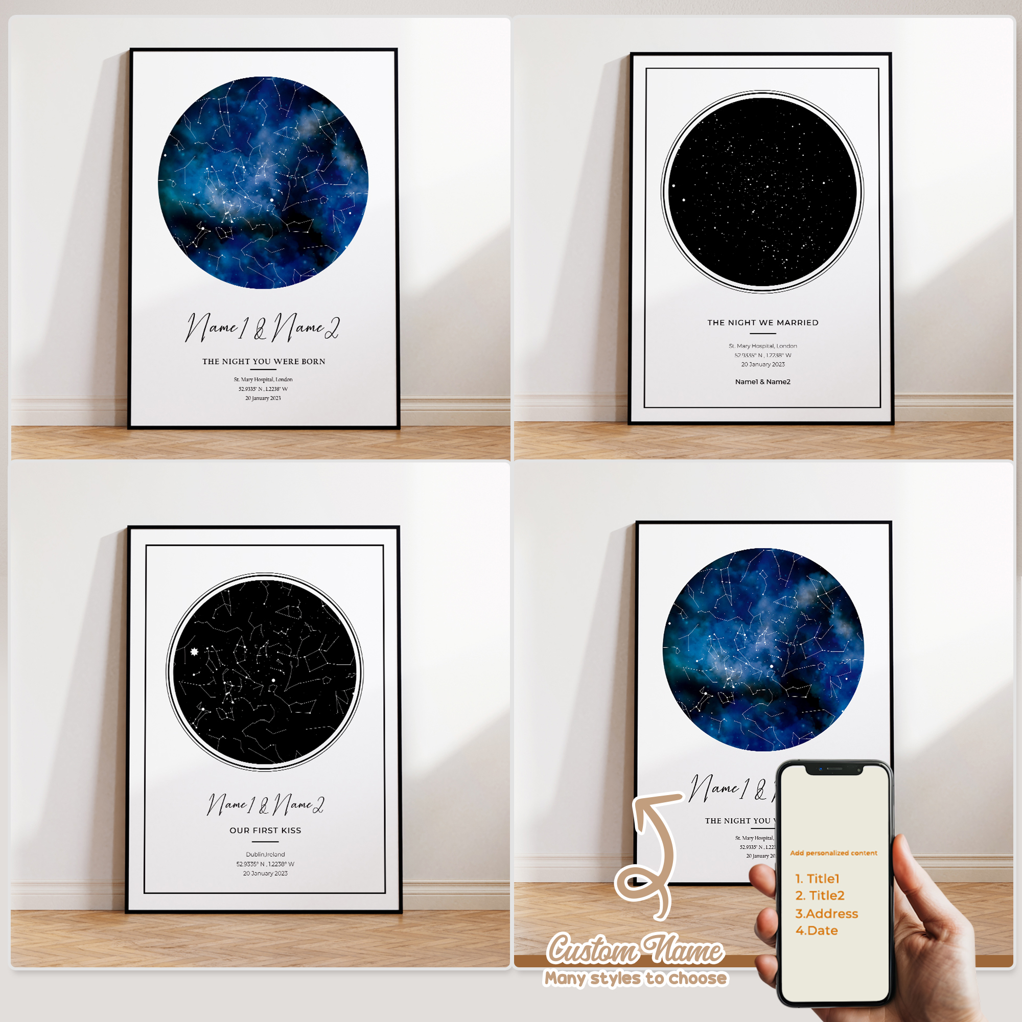 Modern Custom Personalized Nig - Custom Map Poster reseña y precio