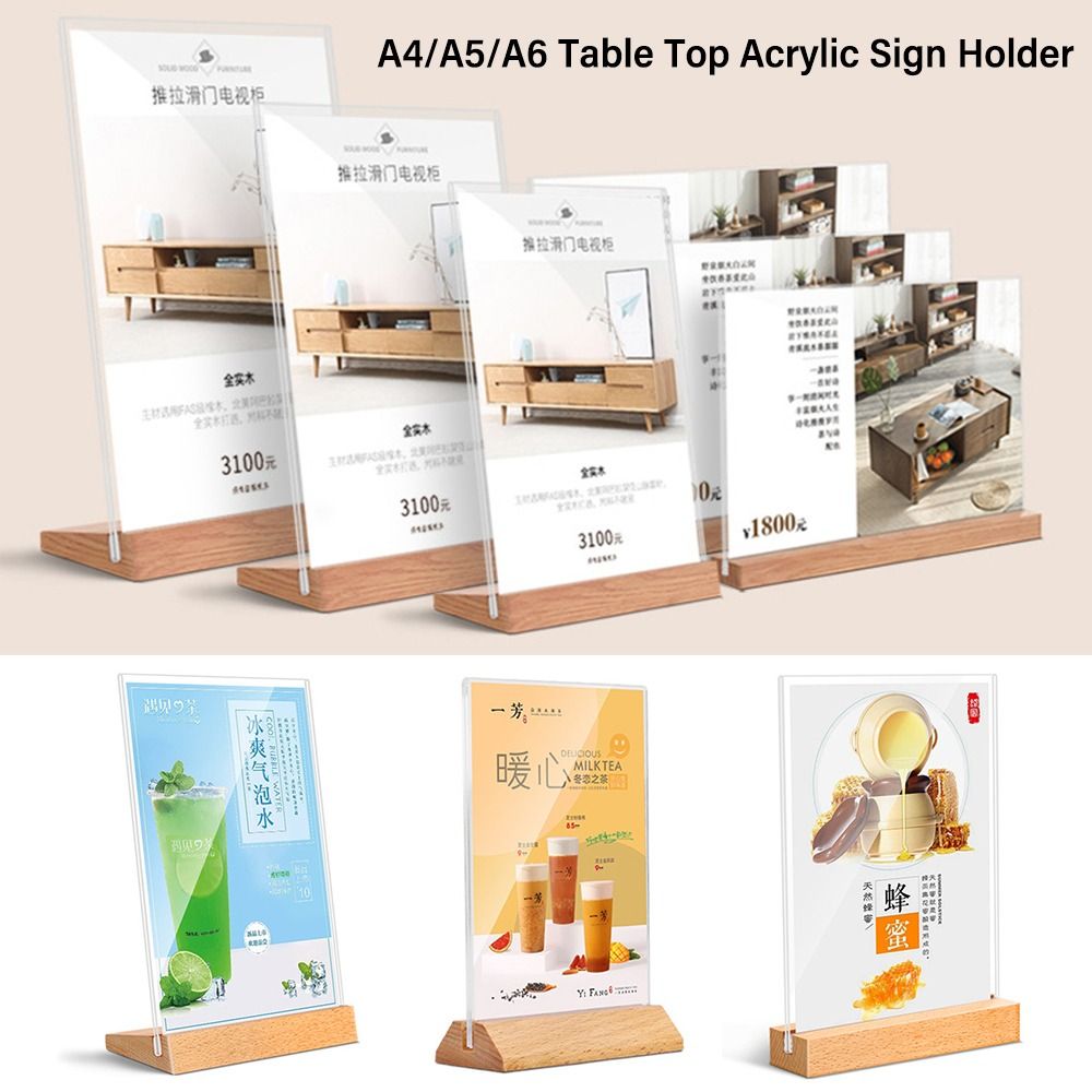 Durable Acrylic Table Top Sign - Engraved Wood Frame reseña y precio