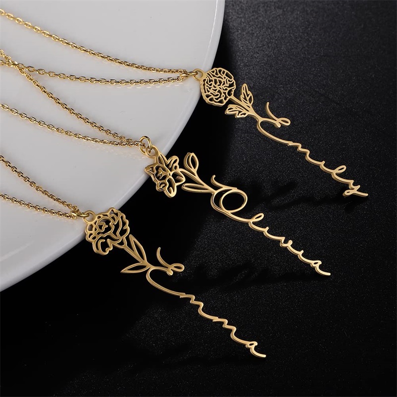 Personalized Birth Flower Name - Birth Flower Necklace reseña y precio
