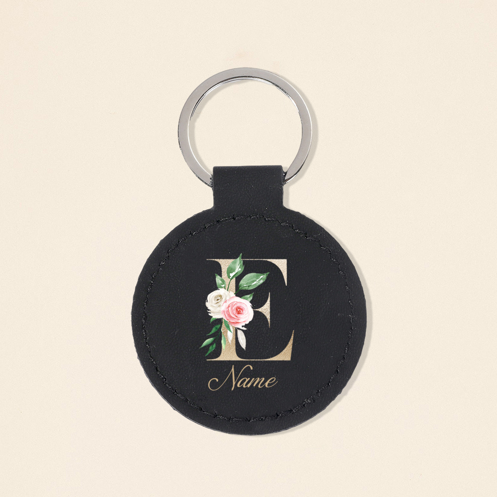Personalized Initial with Name - Monogram Keychain Leather reseña y precio