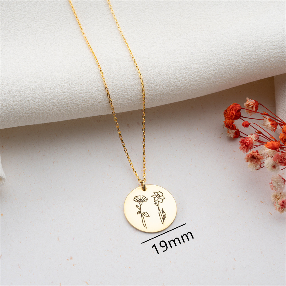 Family Birth flower Necklace C - Birth Flower Necklace reseña y precio