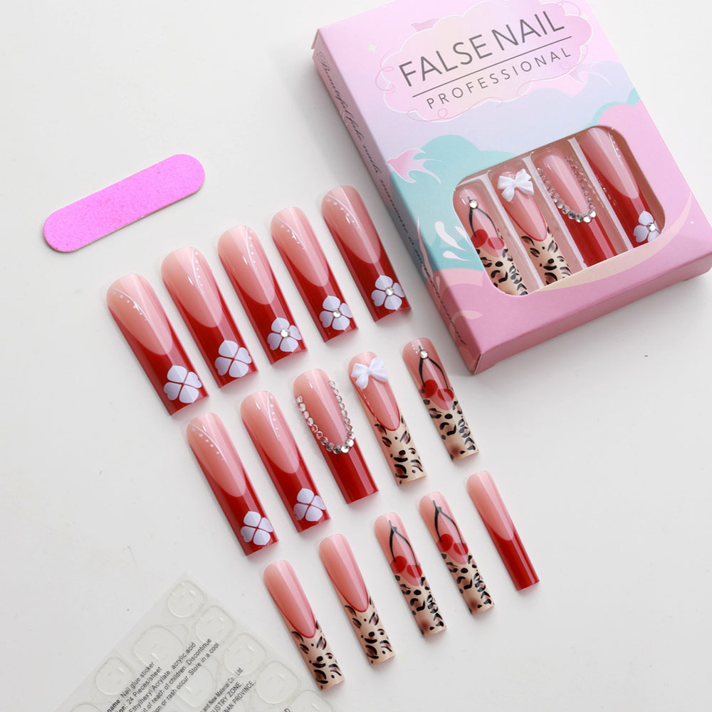 24pcs Wearable Press on Nails  - Pressed Flower Art reseña y precio