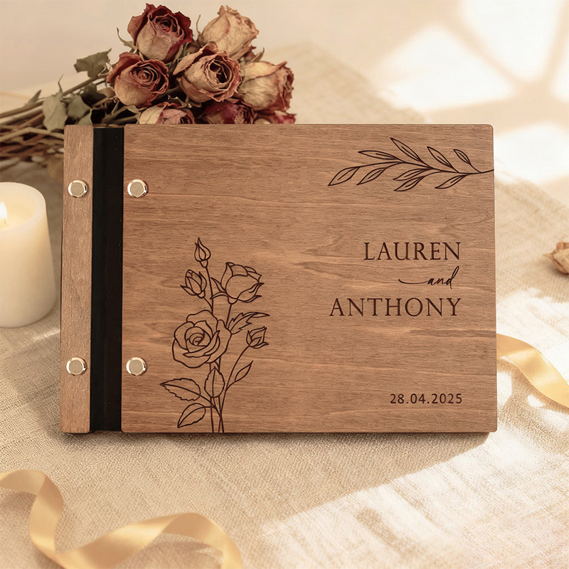 Personalized Wooden Wedding Gu - Custom Photo Book reseña y precio
