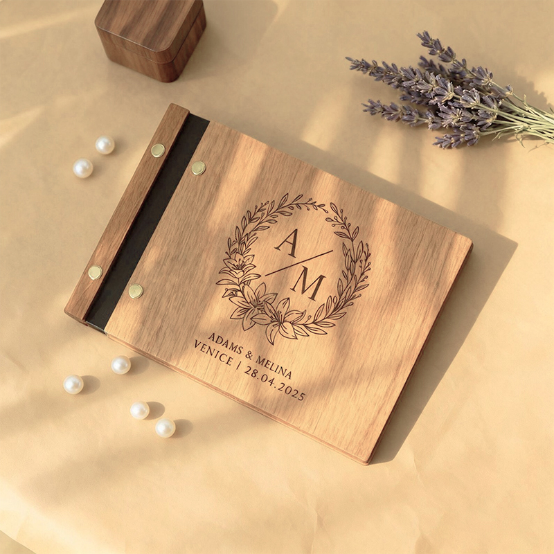 Personalized Wooden Wedding Gu - Custom Photo Book reseña y precio