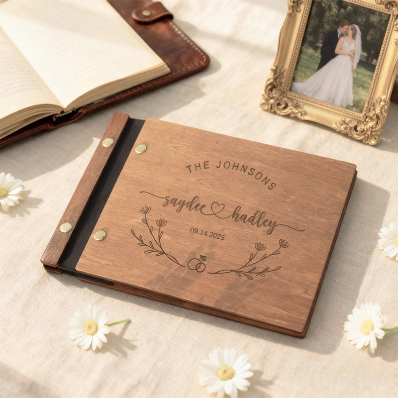 Personalized Wooden Wedding Gu - Custom Photo Book reseña y precio