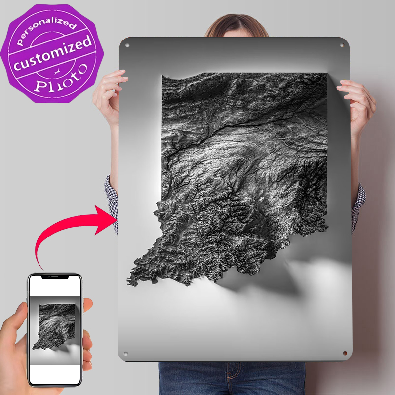 Indiana Topographic Map Printe - Custom Map Poster reseña y precio