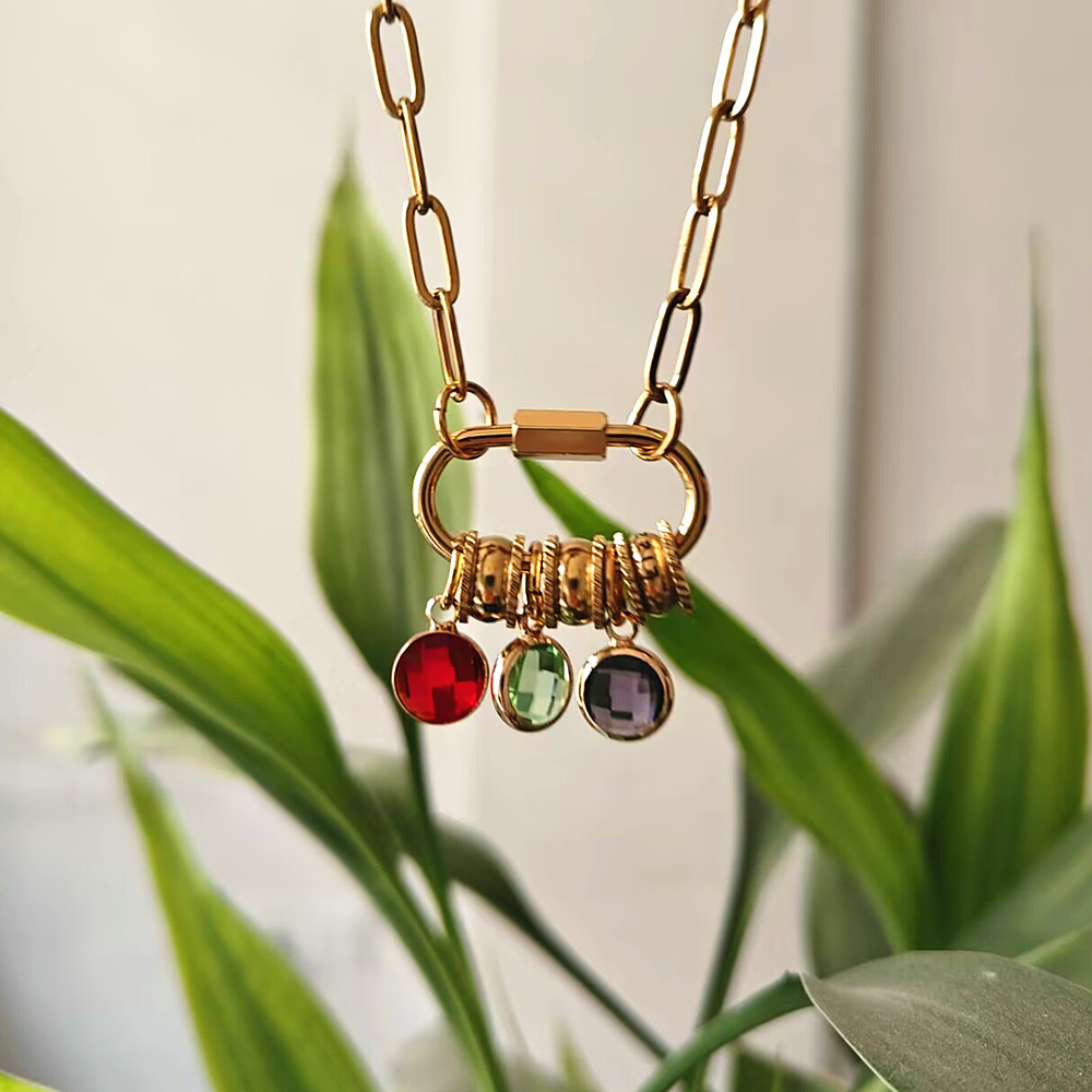 Custom Carabiner Name Charm Ne - Birth Flower Necklace reseña y precio