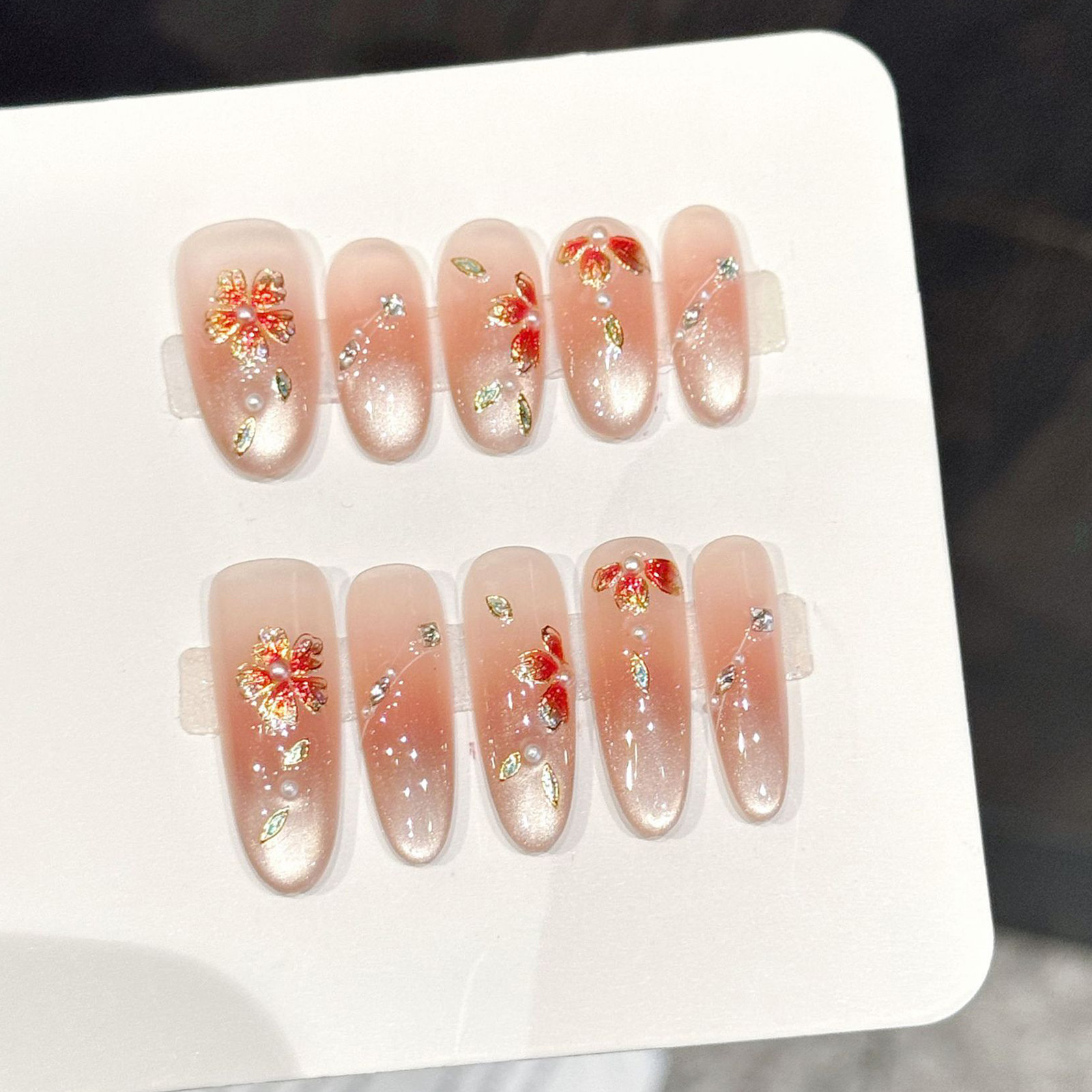 10pcs Handmade Fake Nails Pres - Pressed Flower Art reseña y precio