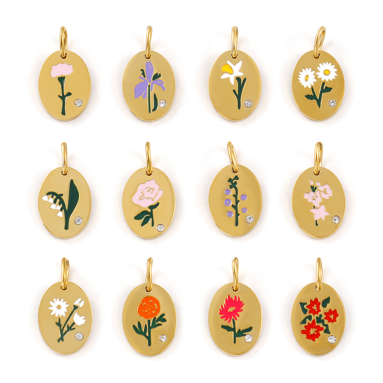 1 Piece 304 Stainless Steel Bi - Birth Flower Necklace reseña y precio